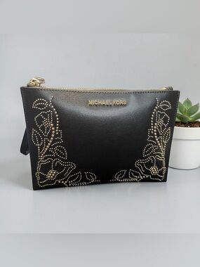 Michael Kors Black Studded XLarge Wristlet Bag
